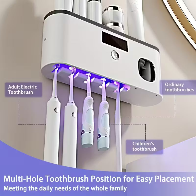 Smart Toothbrush Sanitizer with Automatic Toothpaste Dispenser