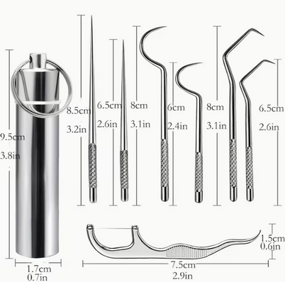 7pcs Portable Stainless Steel Toothpicks Pocket Set